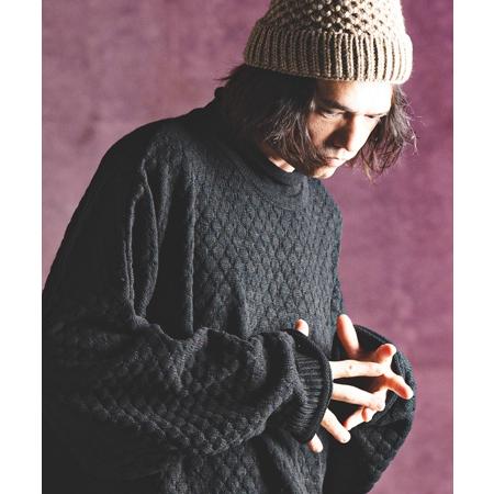 【GLIMCLAP(グリムクラップ)】Oversized loose neck popcorn sweater ルーズネックニット(17-169-gla-ce)