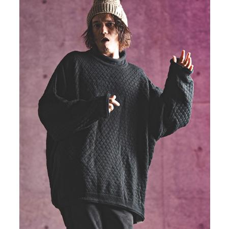 【GLIMCLAP(グリムクラップ)】Oversized loose neck popcorn sweater ルーズネックニット(17-169-gla-ce)