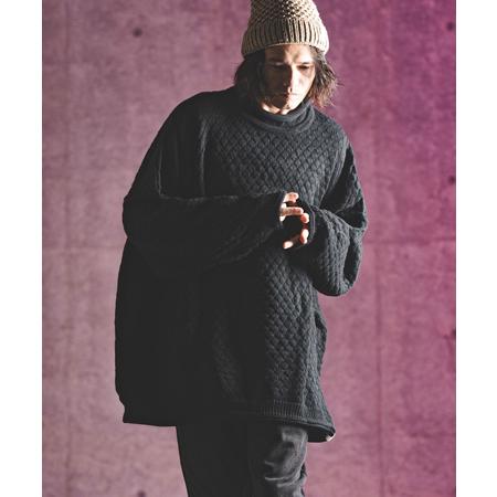 【GLIMCLAP(グリムクラップ)】Oversized loose neck popcorn sweater ルーズネックニット(17-169-gla-ce)