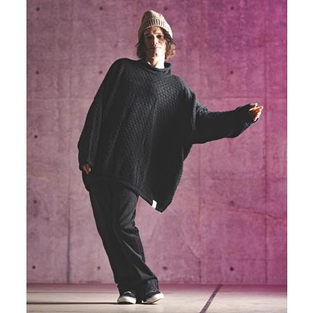 【GLIMCLAP(グリムクラップ)】Oversized loose neck popcorn sweater ルーズネックニット(17-169-gla-ce)