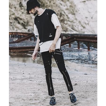 【NO ID.(ノーアイディー)】ボンテージZIPスキニーPT パンツ(450006-936P) 5cm NO ID