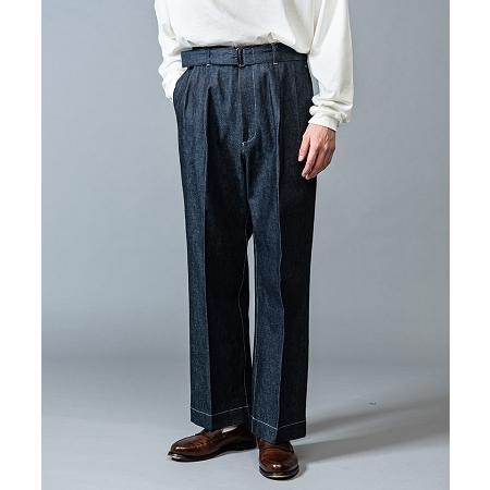 【MROLIVE(ミスターオリーブ)】10oz ALL SEASON DEINIM -BELTED WIDE STRAIGHT PANTS デニムパンツ(M-021106)｜cambio｜02