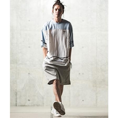Relax fabric minimal printed design shorts ショートパンツ(14-057