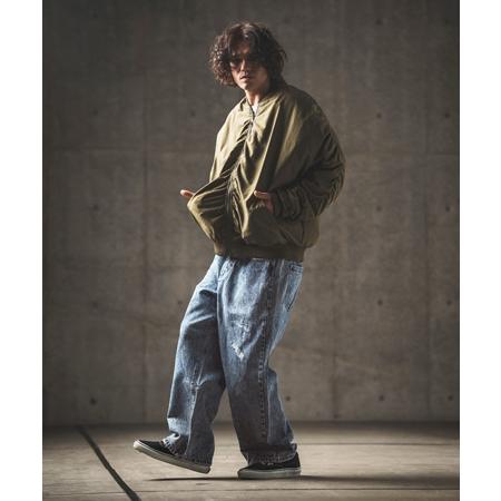 【GLIMCLAP(グリムクラップ)】Chemical processing denim wide straight pants デニムパンツ(17-134-gla-ce) | GLIMCLAP | 18