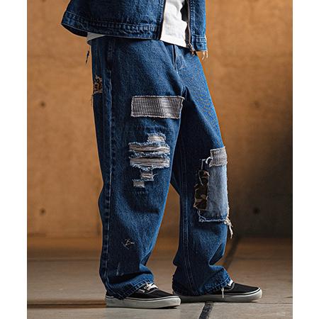 GLIMCLAP 【GLIMCLAP(グリムクラップ)】Distressed denim pants デニム 