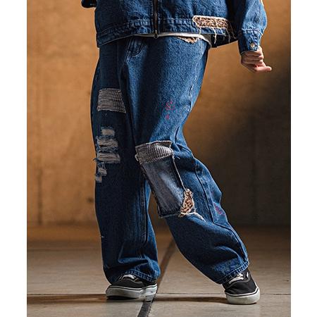 GLIMCLAP 【GLIMCLAP(グリムクラップ)】Distressed denim pants デニム 