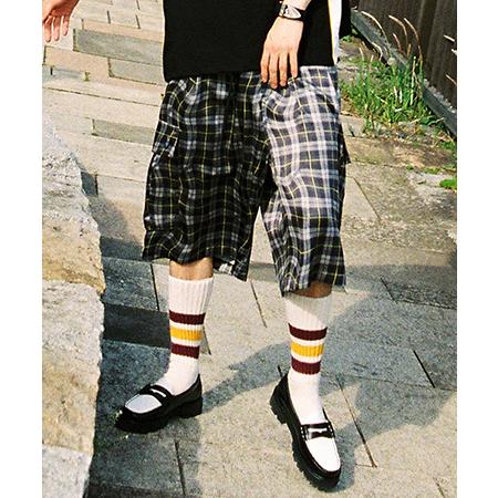 【EFFECTEN(エフェクテン)】 Distorted check wide cargo short pants ワイドカーゴショートパンツ(efite-02) | EFFECTEN