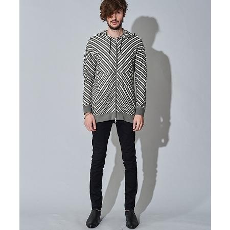 NO ID.(ノーアイディー)】バイアスボーダーZIPパーカ(848006-632T