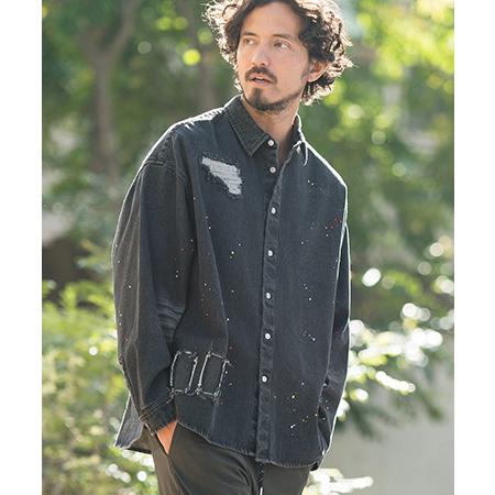 CAMBIO 【CAMBIO(カンビオ)】Paint Distressed Over size Denim Shirts 