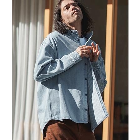 CAMBIO 【CAMBIO(カンビオ)】 Stripe Switch Band Collar Denim Shirts 