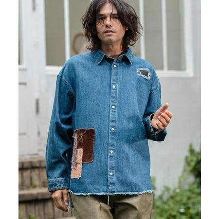 CAMBIO 【CAMBIO(カンビオ)】Camouflage Corduroy Repair Denim Shirts 