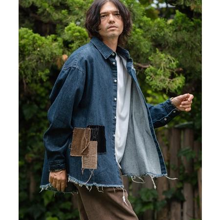 CAMBIO（カンビオ） 【】Camouflage Corduroy Repair Denim Shirts