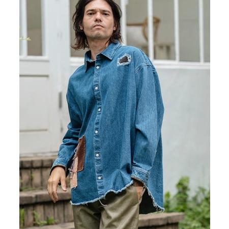 CAMBIO（カンビオ） 【】Camouflage Corduroy Repair Denim Shirts