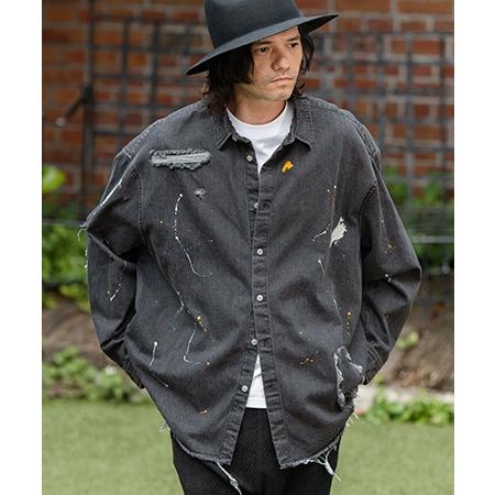 CAMBIO 【CAMBIO(カンビオ)】Distressed Paint Denim Shirts デニム 