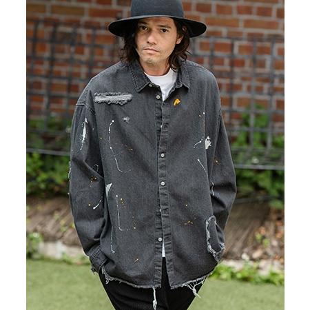 CAMBIO（カンビオ） 【】Distressed Paint Denim Shirts デニムシャツ