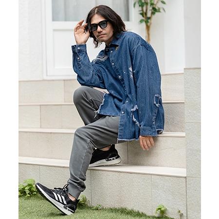 CAMBIO（カンビオ） 【】Distressed Paint Denim Shirts デニムシャツ