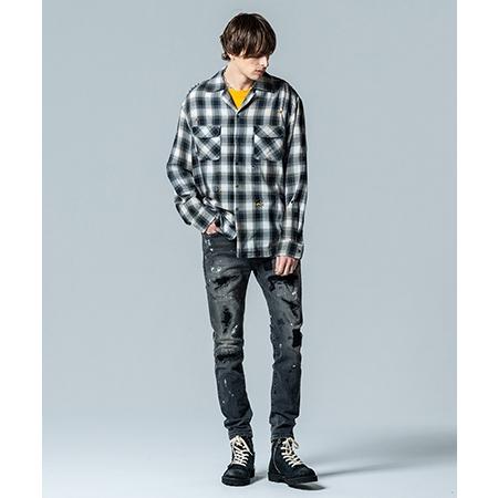 【glamb(グラム)】Damage Check Shirt ダメージアンドパールシャツ(GB0125-SH09)の画像