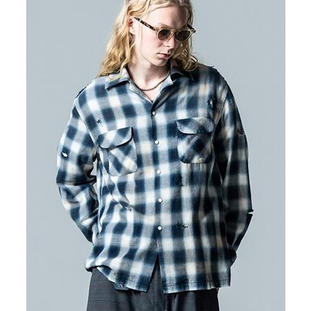 【glamb(グラム)】Damage Check Shirt ダメージアンドパールシャツ(GB0125-SH09)の画像