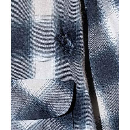【glamb(グラム)】Damage Check Shirt ダメージアンドパールシャツ(GB0125-SH09)の画像