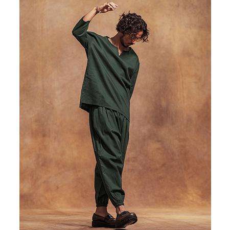 Jih Nunc コットンリネンプルオーバーシャツ Khaki L Jih Nunc(ジーヌンク)】コットンリネンプルオーバーシャツ(JIH