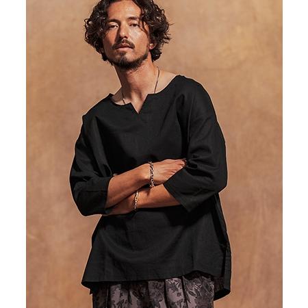 Jih Nunc（ジーヌンク） 【】コットンリネンキーネック7分袖プル