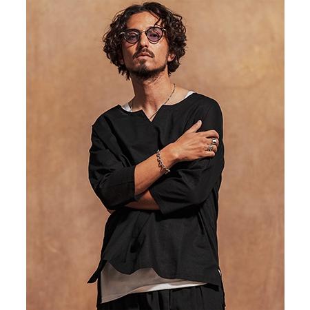 Jih Nunc（ジーヌンク） 【】コットンリネンキーネック7分袖プル