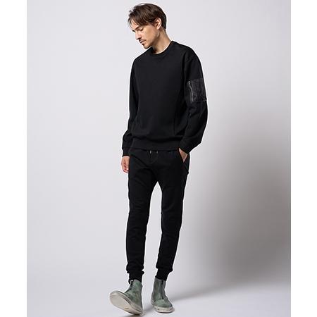 wjk スウェット トレーナー ブラック 袖ポケット wjk 【wjk】utility pocket sweatshirt ポケットスウェット(7116 cj31h