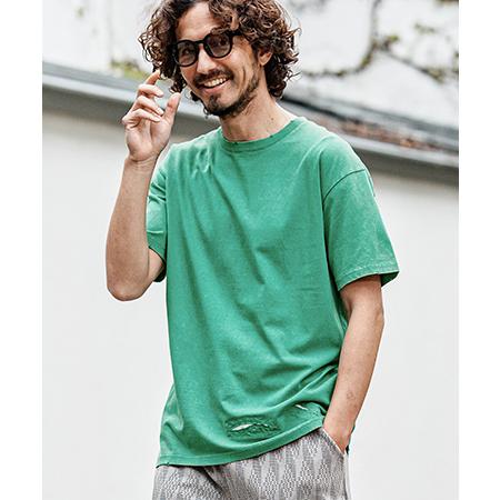 【CAMBIO(カンビオ)】Pigment dye Distressed Short Sleeve Cut sew Tシャツ(S601126cmb) | CAMBIO