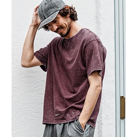 【CAMBIO(カンビオ)】Pigment dye Distressed Short Sleeve Cut sew Tシャツ(S601126cmb) | CAMBIO | 24