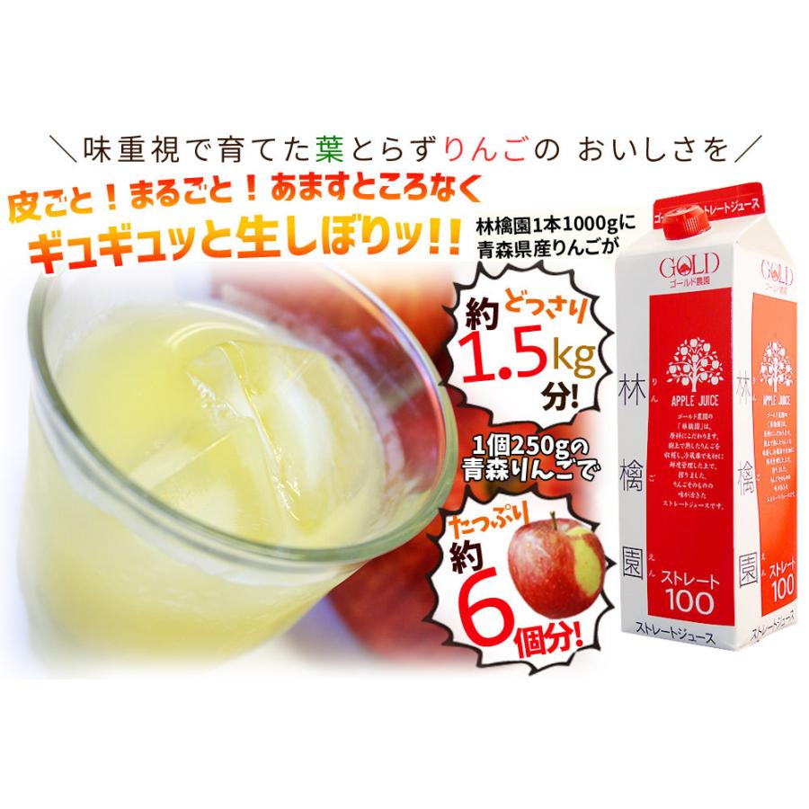 ゴールド農園 送料無料 青森 ストレート リンゴジュース 100%【林檎園