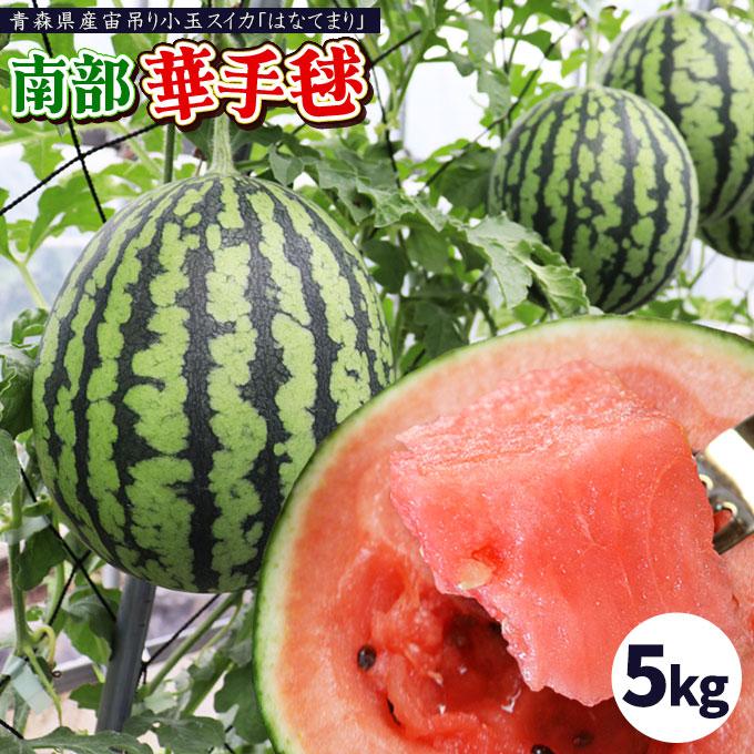 小玉スイカ 送料無料 【青森県産 小玉すいか 南部華手毬 5kg以上】 3玉