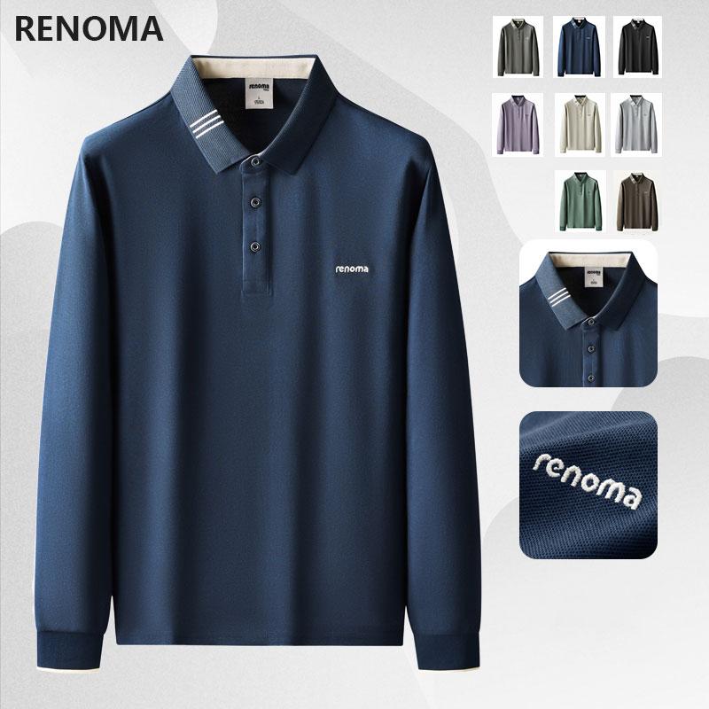 レノマオム renoma 男 長袖Tシャツ 男性用アンダーシャツファッションカジュアル 純色 開襟ポロシャツ 送料無料 :renoma02