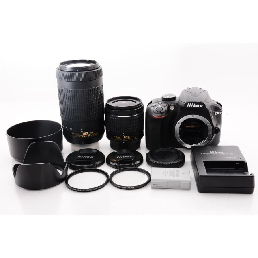 中古】【外観特上級】Nikon デジタル一眼レフカメラ D3400 ダブル 