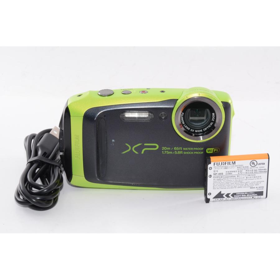 中古】【外観並級】FUJIFILM デジタルカメラ XP120 ライム 防水 FX