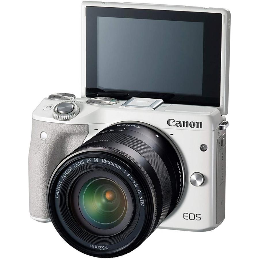 キヤノン Canon EOS M3 レンズキット ホワイト  EOSM3WH-1855ISSTMLK SDカード付き <プレゼント包装承ります>｜camera-fanksproshop｜02