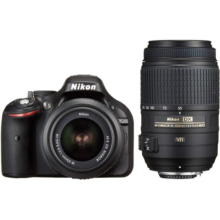 ニコン Nikon D5200 ダブルズームキット  ブラック SDカード付き <プレゼント包装承ります>｜camera-fanksproshop