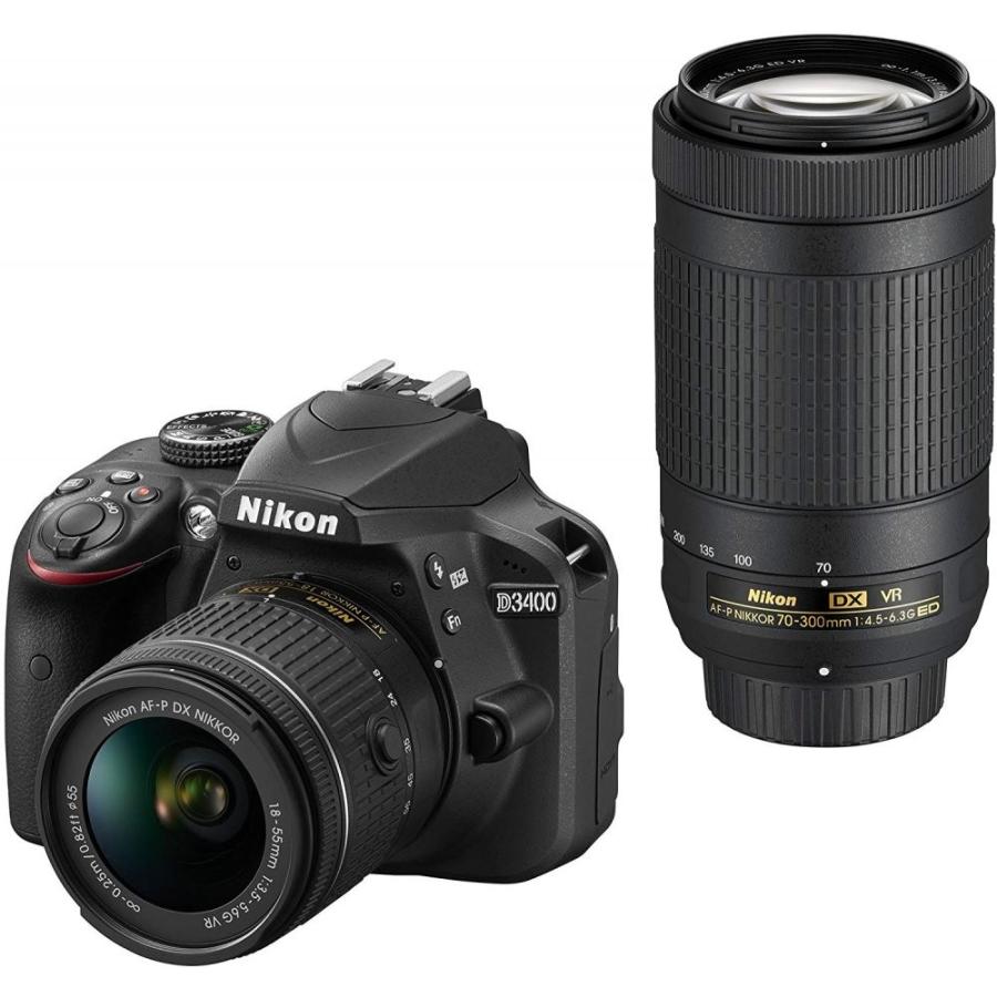 ニコン Nikon D3400 ダブルズームキット ブラック SDカード付き <プレゼント包装承ります>