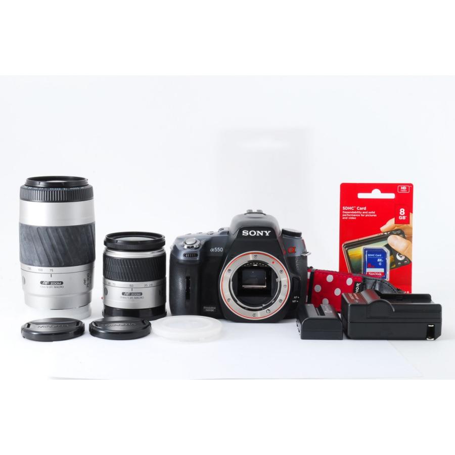 ソニー SONY α550 DSLR-A550 標準&超望遠ダブルズームセット 美品 SDカード付き :271:カメラFanks