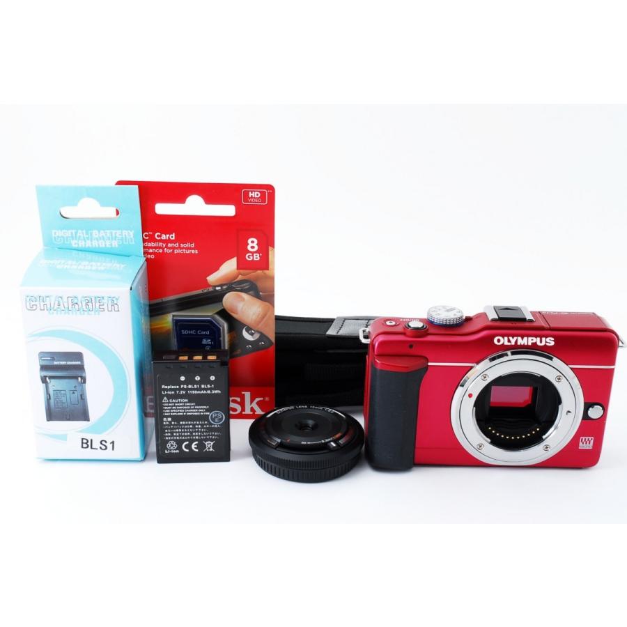 美品 オリンパス E-PL1S ミラーレス 一眼カメラ レッド 箱 付属品完備 オリンパス OLYMPUS E-PL1s レンズセット レッド 美品 小型軽量
