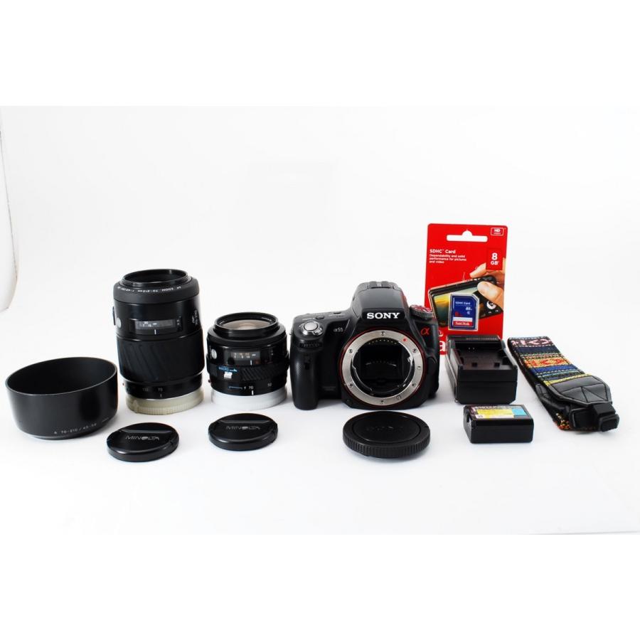 α55 ソニー SONY α55 SLT-A55V ダブルズームセット 美品 レンズフード