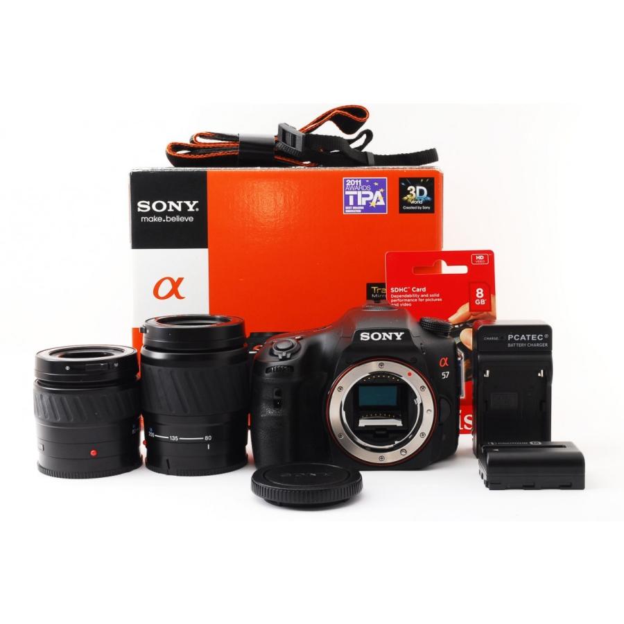 SONY ソニー α57 SLT-A57 超望遠ダブルズームレンズ2本他付属品 SONY ソニー α57 SLT-A57 標準&望遠ダブルズームセット 美品 SD
