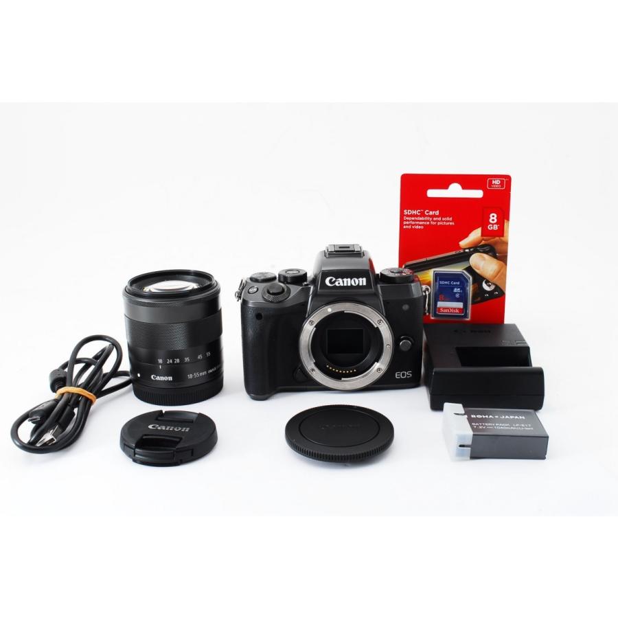 【美品】Canon キャノン EOS M5 レンズキット SDカード付き♪ キヤノン Canon EOS M5 ブラック レンズセット 美品 小型軽量 SD