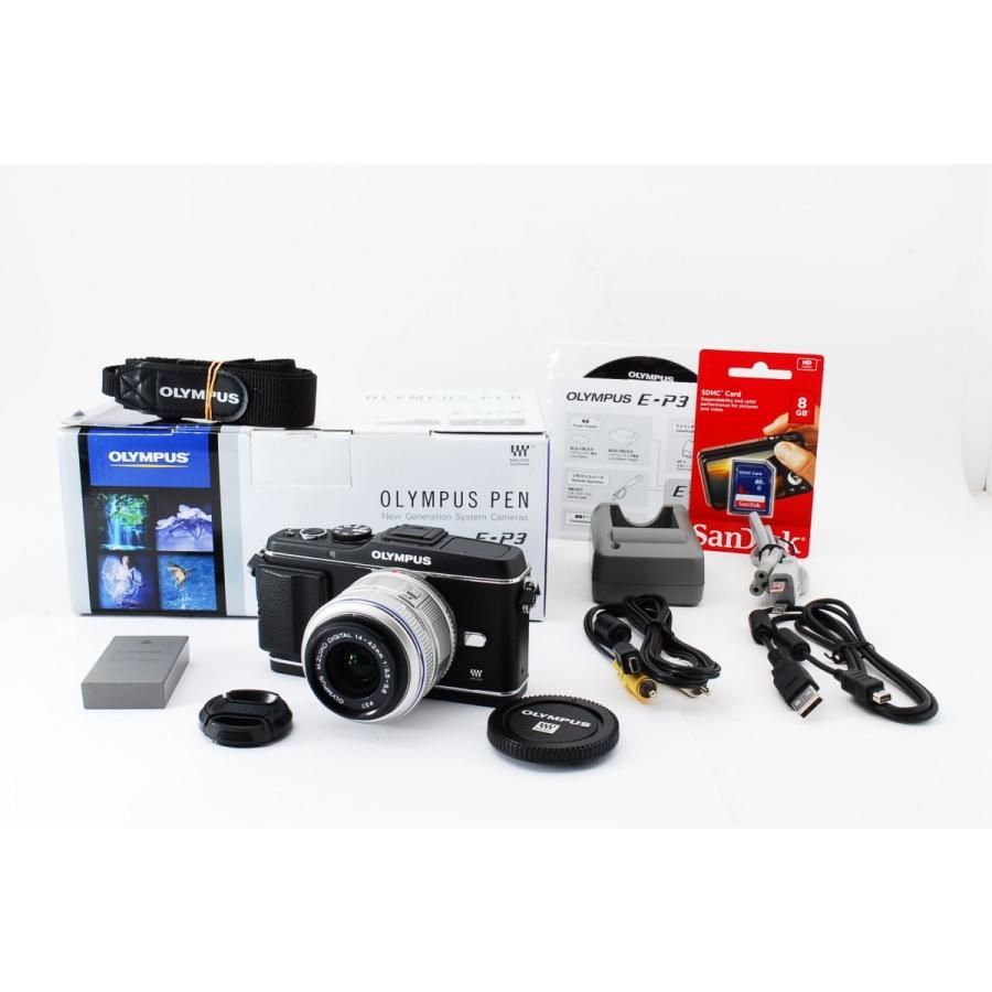 ●超美品●OLYMPUS E-P3 ミラーレスカメラ●付属品全て揃ってます オリンパス OLYMPUS E-P3 レンズセット ブラック 美品 SDカード