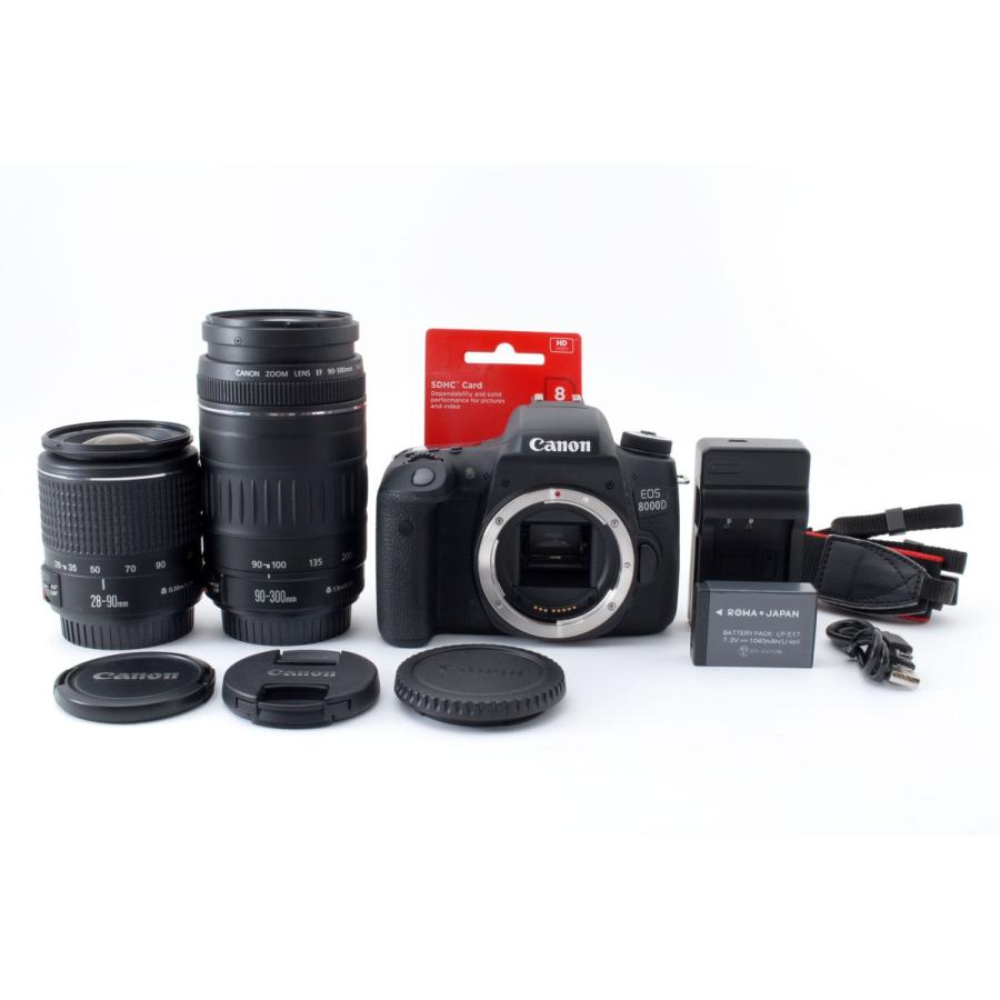 美品 【Canon EOS 8000D ダブルレンズセット】初期不良返品対応あり キヤノン（Canon） Canon EOS 8000D ダブルズームセット 美品 動作確認