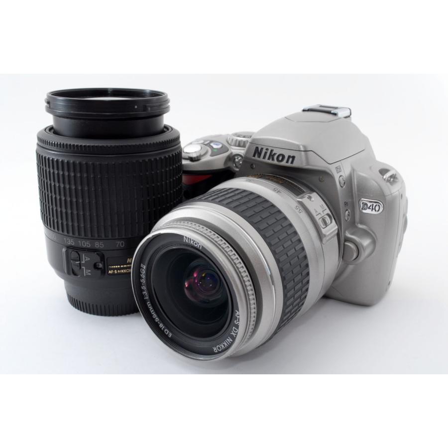 ニコン Nikon D40 ダブルズームセット シルバー 美品 SDカード 