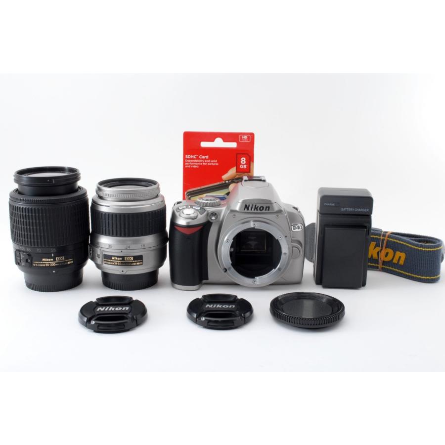 ニコン Nikon D40 ダブルズームセット シルバー 美品 SDカード ニコン Nikon D40 ダブルズームセット シルバー 美品 SDカード