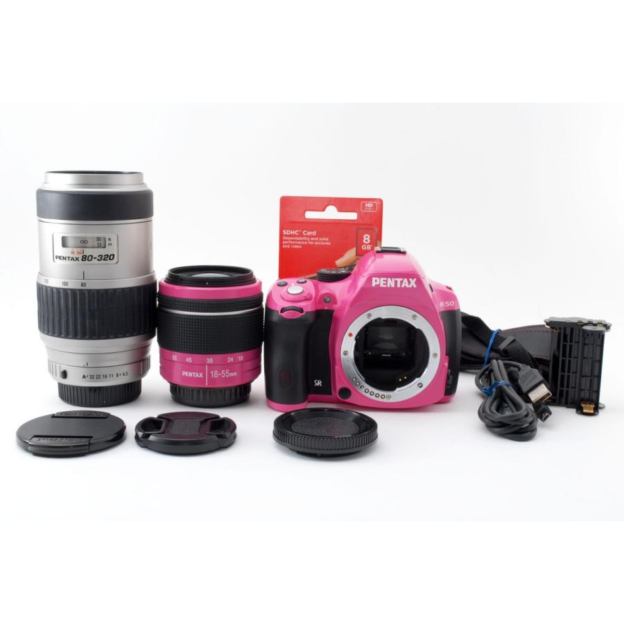 ペンタックス PENTAX K-50 超望遠ダブルズームセット 美品 SDカード
