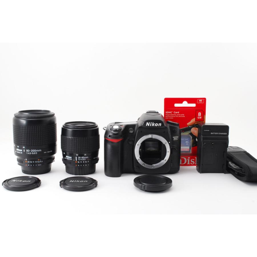 ニコン Nikon D80 ダブルズームセット 美品 ストラップ、 SDカード付き 