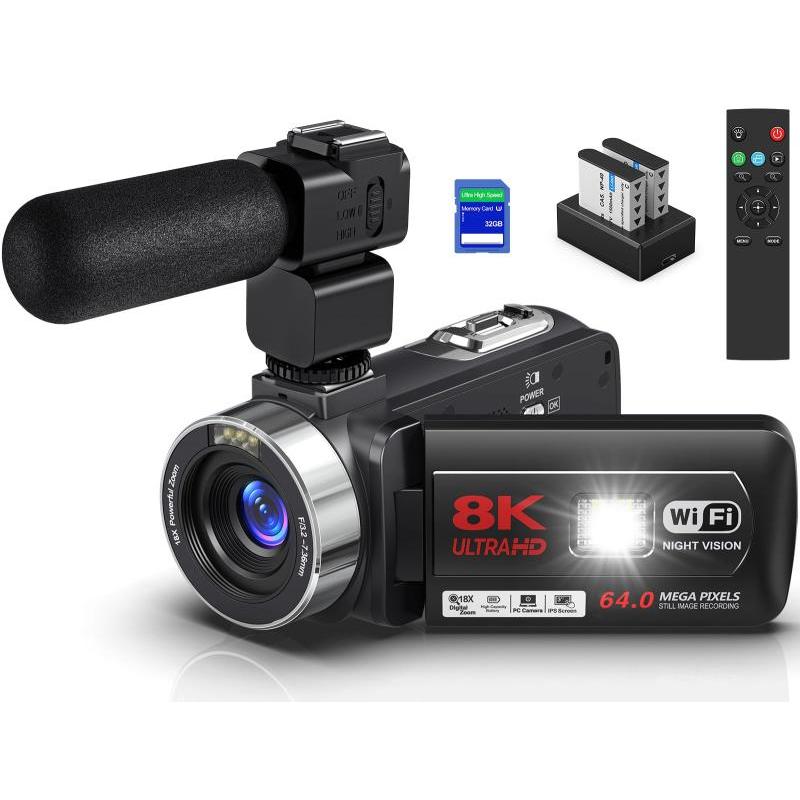 ビデオカメラ 8K YouTubeカメラ 6400万画素 WIFI機能 3インチタッチ
