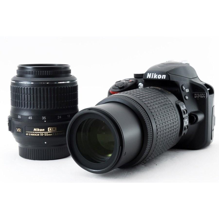 ニコン Nikon D3400 標準＆望遠ダブルズームセット 美品 SD